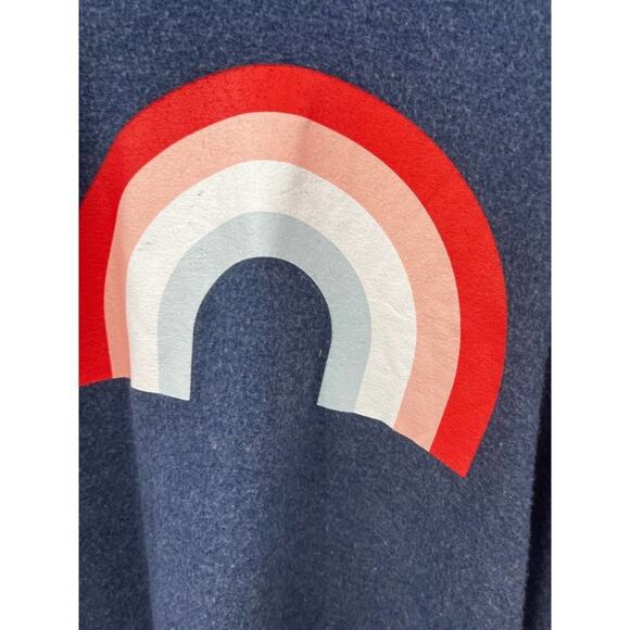 Wildfox Sweatshirt Women's Freedom Rainbow Pullover Stretch Blue Size L New - Picture 4 of 8